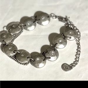 Vera want silver hammered rhinestone bracelet